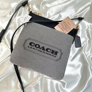 Coach Badge Kitt Crossbody Bag C9094 - Salt Black Jacquard - NWT